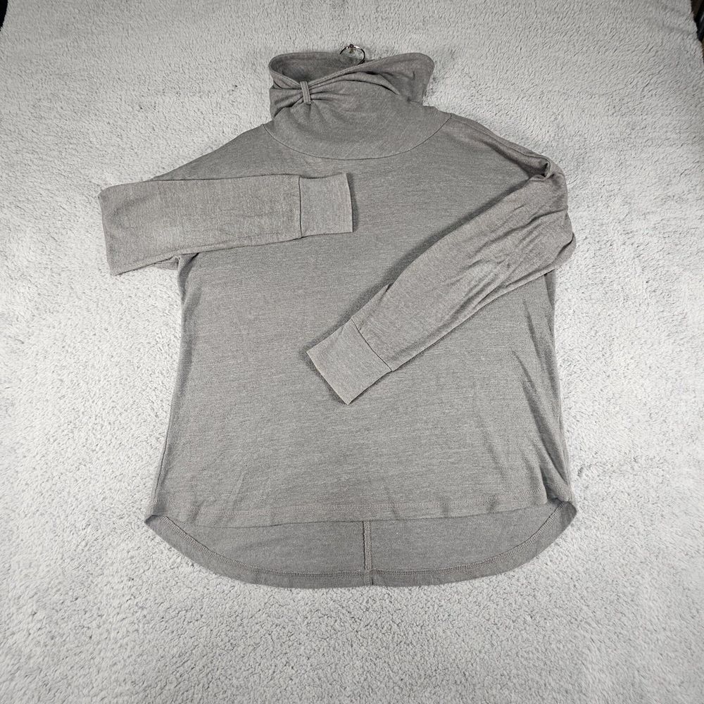 Prana Turtleneck‎ Sweater Women M Grey Lagenlook Base Layer Logo L/S Preppy Fall